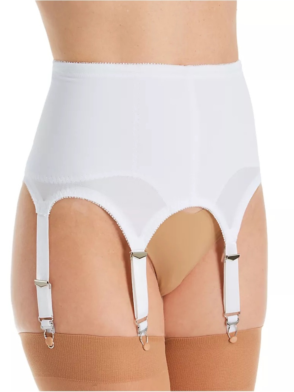 Rago Classic White High-Waist Garter Belt Small